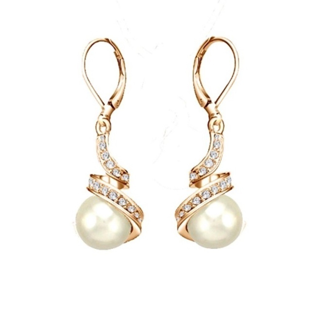 Pearl Drop Gold Plated Classic Hanging Earrings